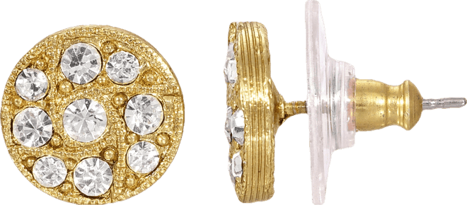 Women's Gold-Tone White Crystals Round Earrings