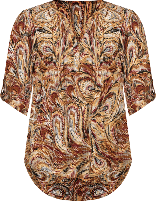 Plus Size 3/4 Roll Tab Pullover Top