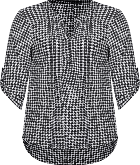 Plus Size 3/4 Roll Tab Pullover Top