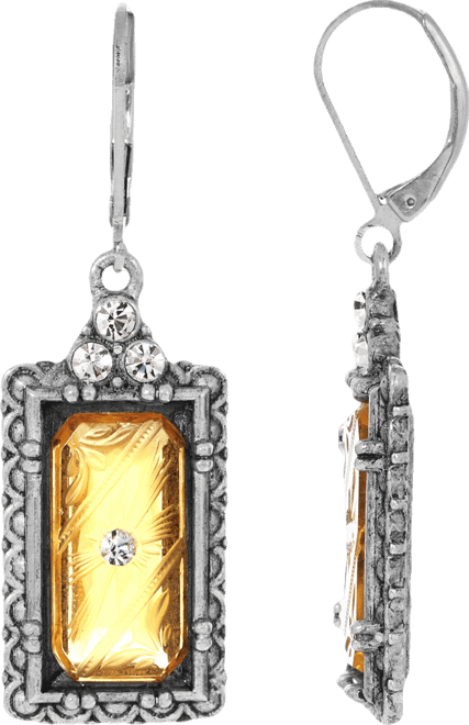 Women's Pewter Silver-Tone and Crystal Stone Earrings