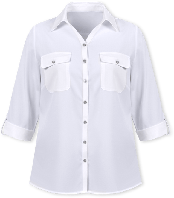 Plus Size 3/4 Roll Tab Blouse with Pockets