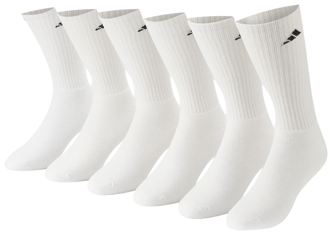 adidas Athletic Cushioned Men's Crew Socks - 6 Pack - Free
