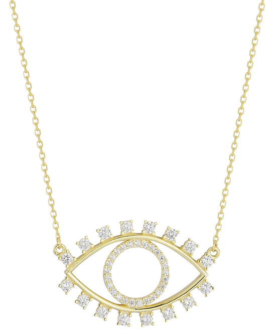 Gold Evil Eye Necklace with Cubic Zirconia