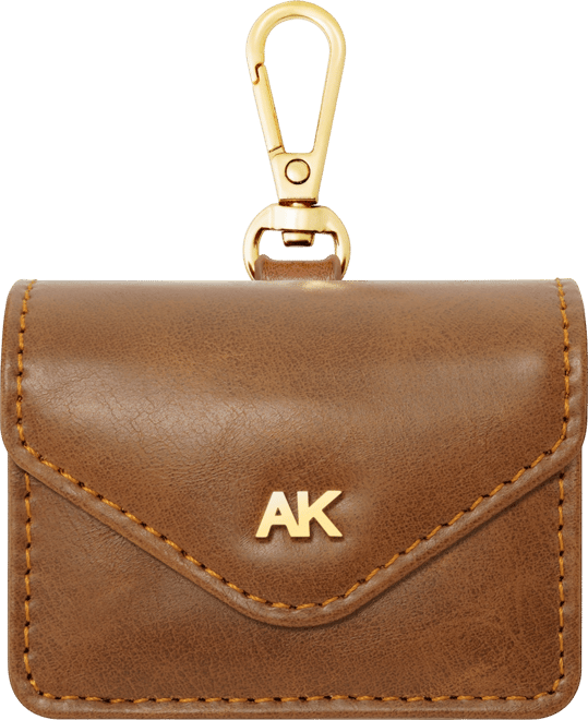 Women's Honey Brown Faux Leather Case with Spring Clip designed for AirPods Pro