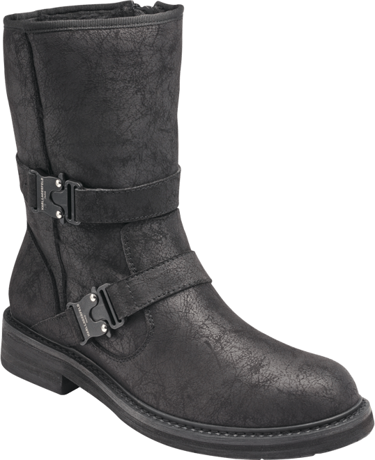 Conceptual Cookie - Black, Zip-up ankle boot with buckles