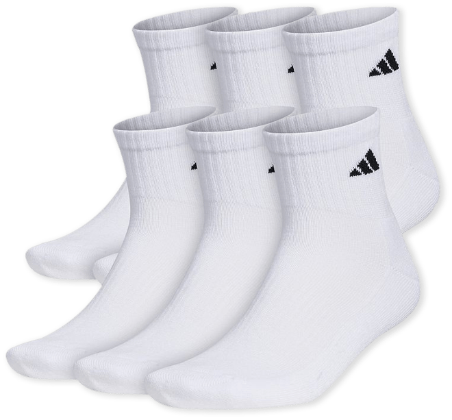 adidas Athletic Cushioned Kids' Quarter Ankle Socks - 6 Pack - Free  Shipping