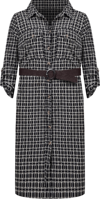 Petite 3/4 Roll Tab Sleeve Shirtdress