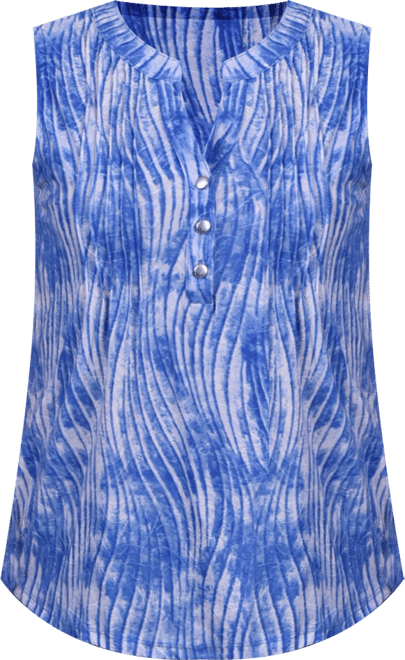 Petite Sleeveless Jacquard Y-neck Top