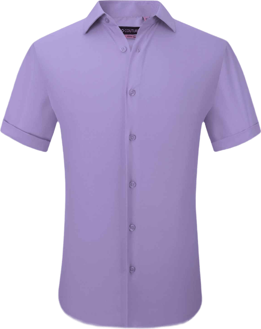 Men's Slim Fit Performance Short Sleeves Solid Button Down Shirt