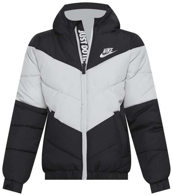 Nike Chamarra acolchada con gorro y diseño de chevrón para niños talla pequeña