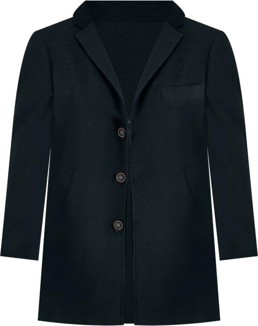 Men's Wool Blend Solid Overcoat