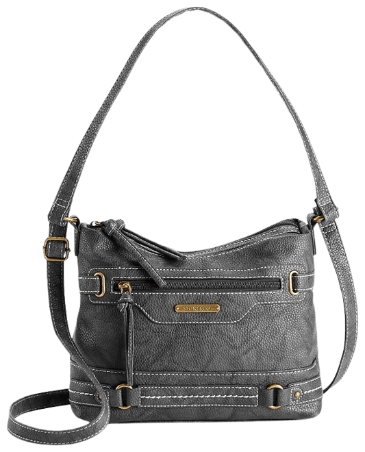 Stone Mountain Black Leather Shoulder Hobo Bag