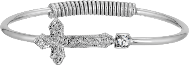 Silver-Tone Cross Hinge Bangle Bracelet