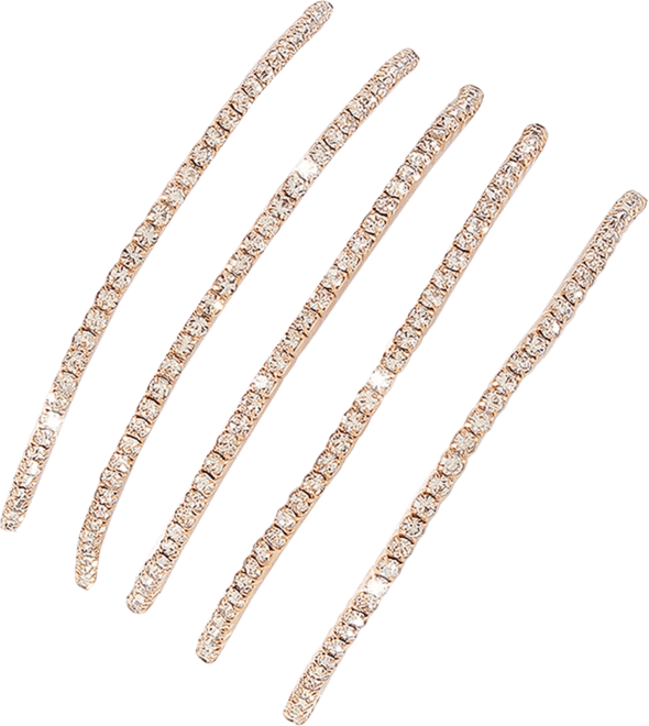 Women's 14K Gold-Tone Plated Crystal Stretch Bracelet Set, 2 pieces