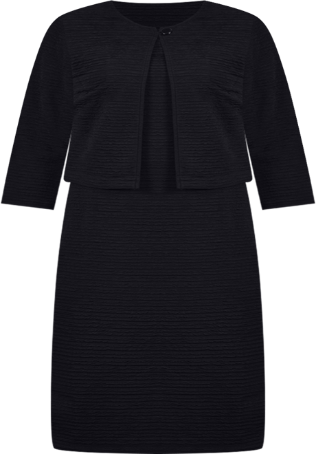 Plus Size Textured 3/4 Sleeve Two Piece Dress Set