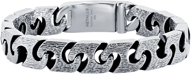 Mens Stainless Steel Textured Linked Bracelet