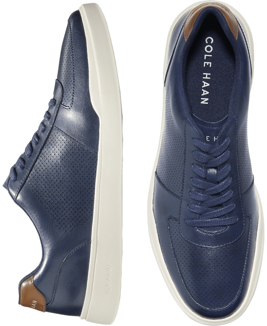 Cole Leather Sneakers, Navy - Men's Shoes | Men's Wearhouse