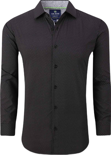Men's Slim Fit Performance Long Sleeve Geometric Dress Shirt