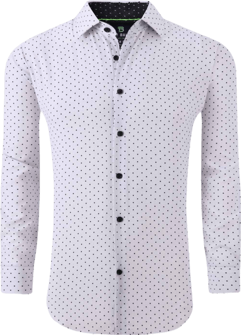 Men's Slim Fit Performance Long Sleeve Geometric Dress Shirt