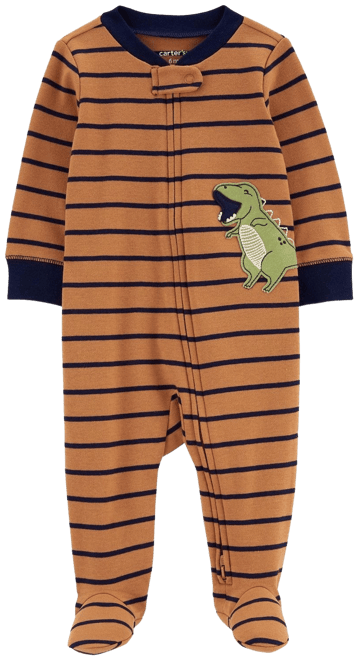 Baby Boy Carter's Striped Dino 2-Way Zip Cotton Sleep & Play