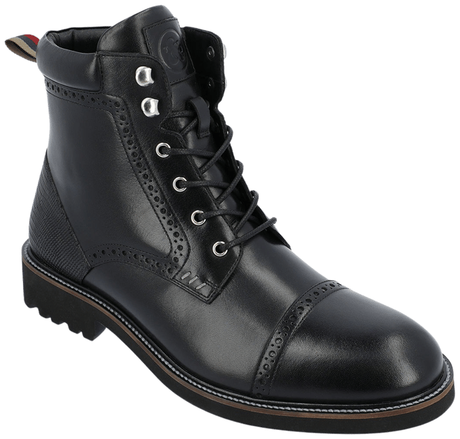 Thomas And Vine Mens Tyrus Flat Heel Lace Up Boots, Color: Black