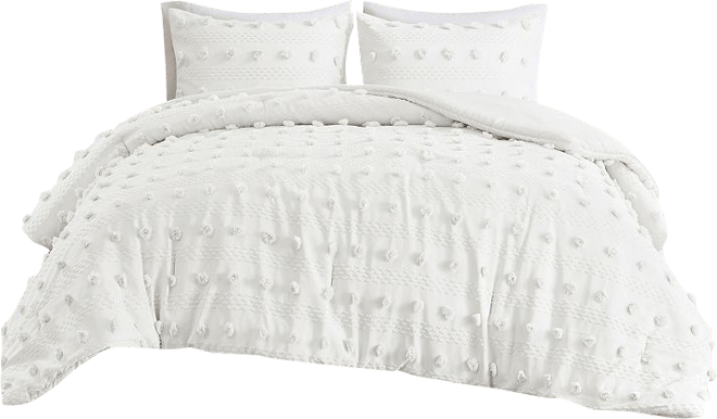 Intelligent Design Clip Jacquard Duvet Cover Set, Full/Queen, Ivory