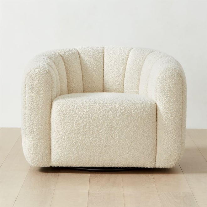 White swivel store club chair