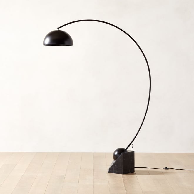 Venus Black Arc Modern Floor Lamp with Marble Base