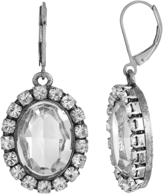 Silver Tone Crystal Rimmed Earrings