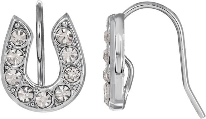 Silver Tone Crystal Horseshoe Wire Earrings