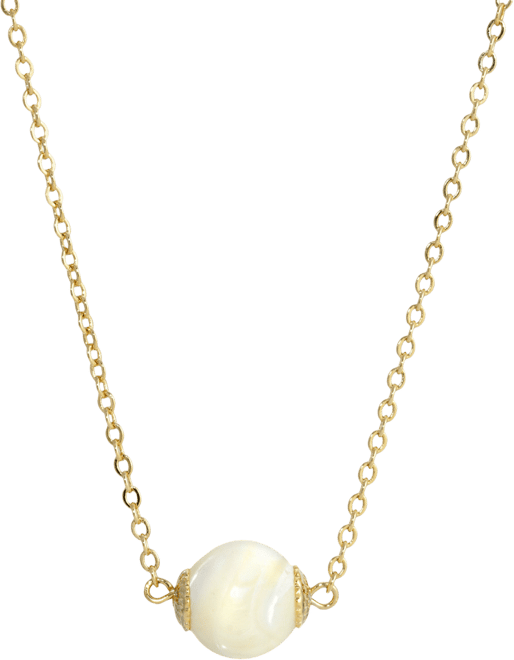Gold Tone Cultured Mother of Pearl Shell Bead Necklace