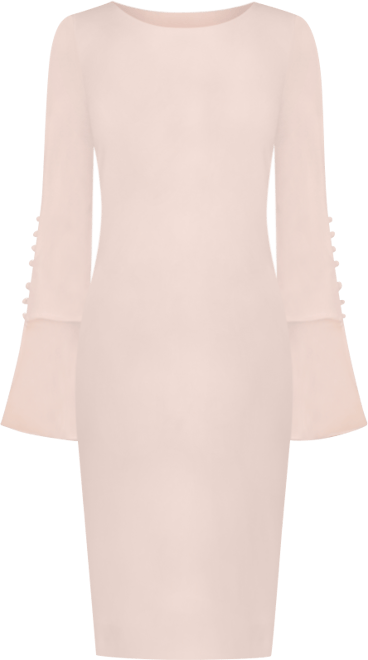 Calvin Klein Chiffon Bell Sleeve Sheath Dress, Cream, 4 