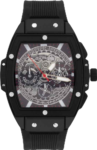 Men's Black Textured Silicone Strap Watch 48mm