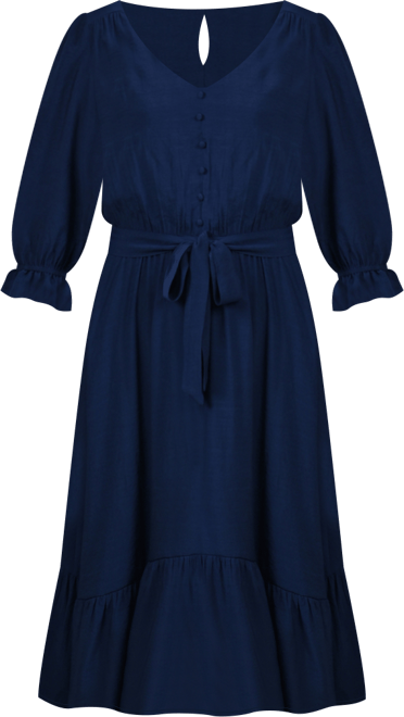 Women's 3/4 Sleeve Flounced Dress