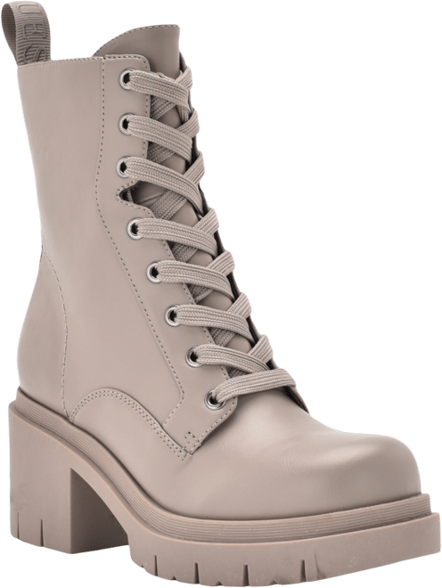 GUESS Women s Juel Low Heel Lace Up Combat Booties Macy s