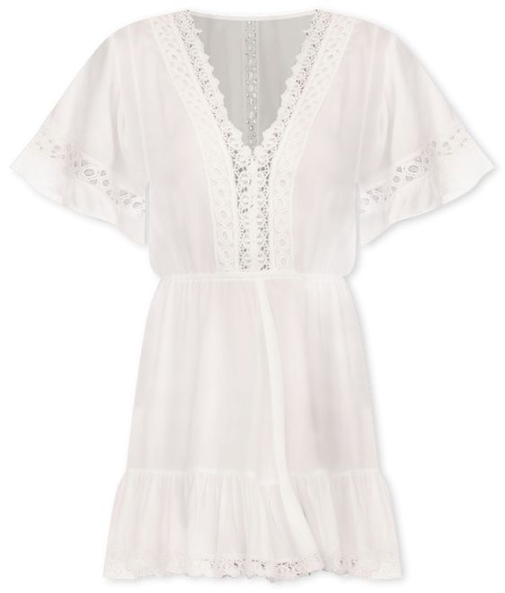 Women's V-Neck Short-Sleeve Lace-Trim Dress Cover-Up