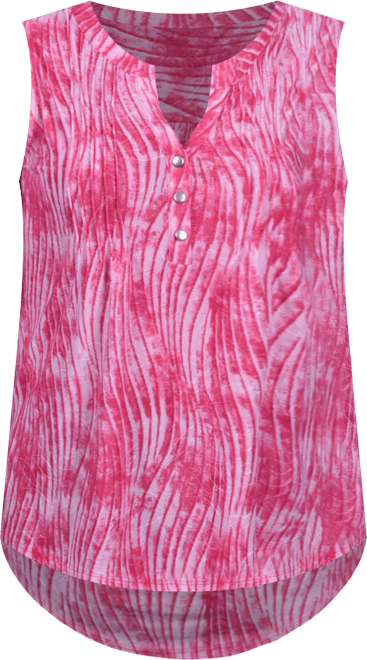 Petite Sleeveless Jacquard Y-neck Top