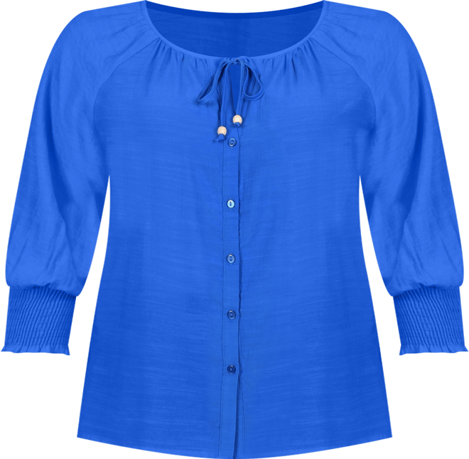 Plus Size 3/4 Sleeve Button Front Blouse