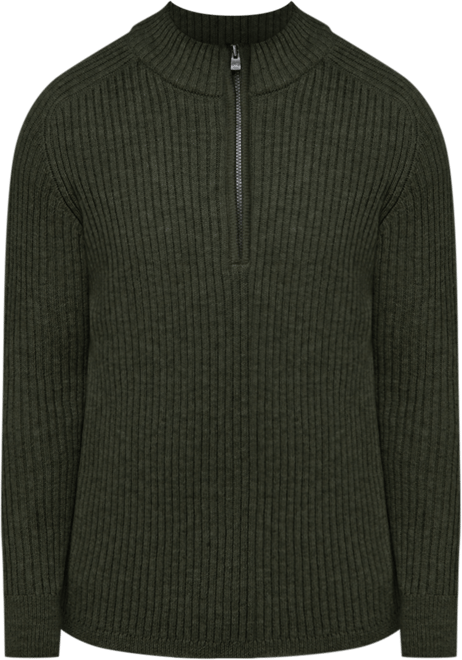 Dark Green Ribbed Half Zip