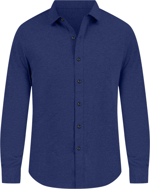 Men's Classic-Fit Heathered Jersey-Knit Button-Down Shirt, Created for Macy's