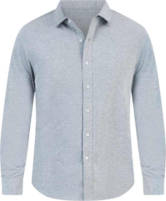 Men's Classic-Fit Heathered Jersey-Knit Button-Down Shirt, Created for Macy's