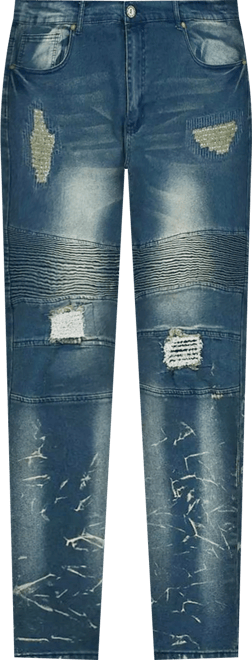 Men's Big and Tall Mulberry Moto Skinny Denim Jeans