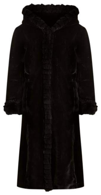 Excelled faux fur on sale maxi coat with hood