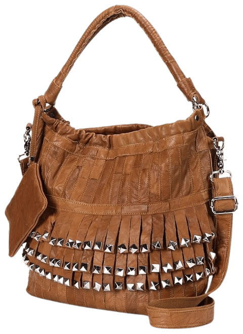 AmeriLeather Tutu Studded Leather Patchwork Shoulder Bag