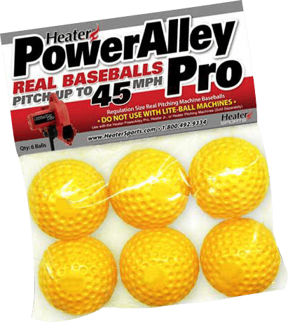 Heater PowerAlley Pro Dimpled Pitching Machine Baseballs - 6 Pack