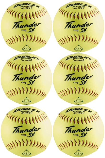 Pack De 12 Balles De Softball Dudley Thunder SY HYCON – 12 Pouces, 52/300, Lentes (slowpitch), Neuves