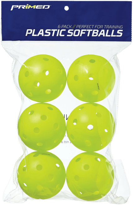 PRIMED 12” Plastic Yellow Training Softballs - 6 Pack