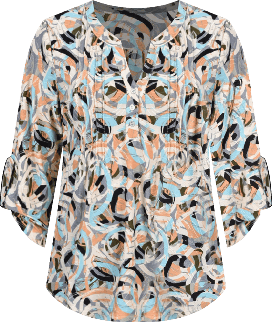 Petite 3/4 Roll Tap Pullover Top