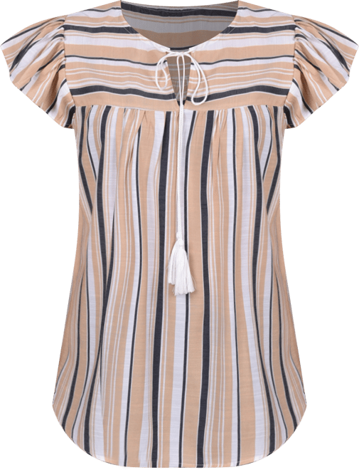 Petite Size Drawstring Neck Top