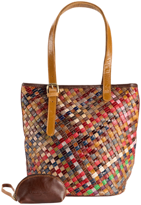 Brown Woven Checker Shoulder Bag